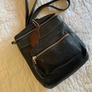 Roots Canada black leather mini backpack
